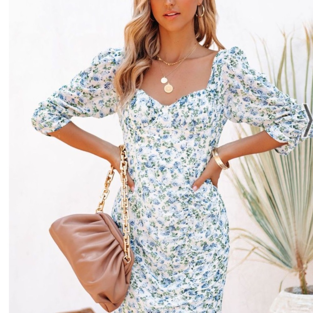 VICI- Pasqual Ruched Floral Mini Dress